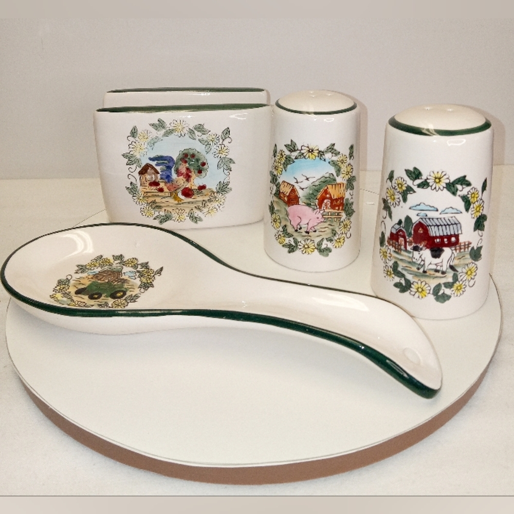 4 PIECE CERAMIC FARM TABLE SET